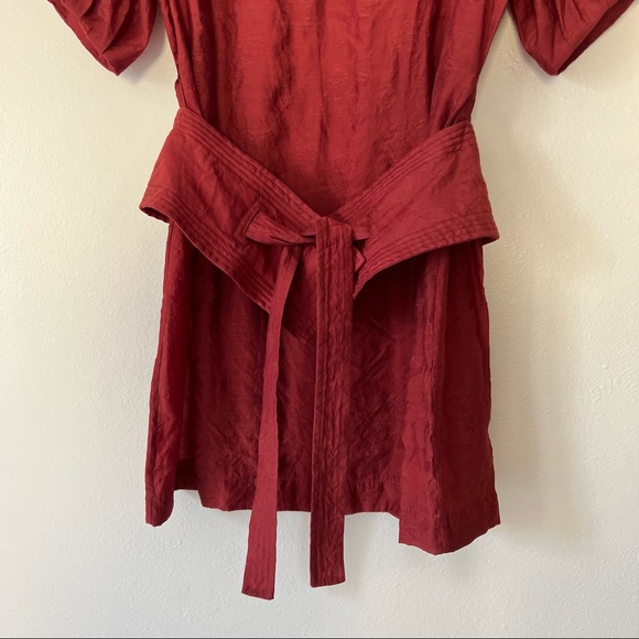 Rebecca Minkoff Belted Mini Dress brick color - Picture 4 of 7